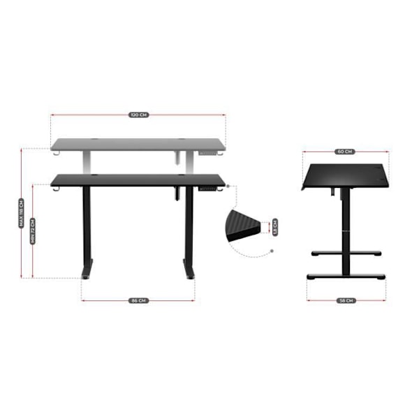 Bureau Højdejusterbart - HUZARO - HERO 8.2 - Sort - Elektrisk - Ergonomisk Svart