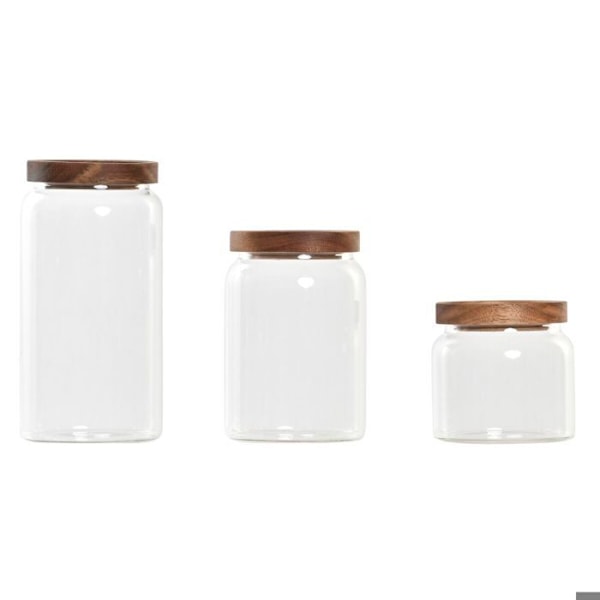 Borsilikatglasburk DKD Home Decor Acacia 400 ml (x3) naturlig/transparent