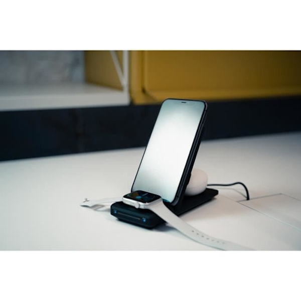 Trådløs oplader - KSIX - QC 15W - Kompatibel med alle smartphones - Minimalistisk design - Integreret ventilator Svart