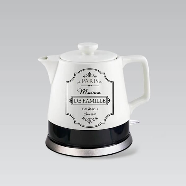 Keraaminen vedenkeitin 1L Maestro Base 360 astetta automaattinen sammutus 220-240V, ~50Hz, 1000W keraaminen valkoinen vit svart