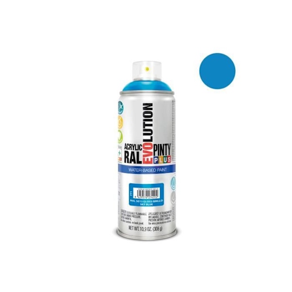 Aerosolfärg - Pintyplus - Evolution - 520cc - Ral 5015 - Ljusblå - Vattenbaserad Himmelsblå