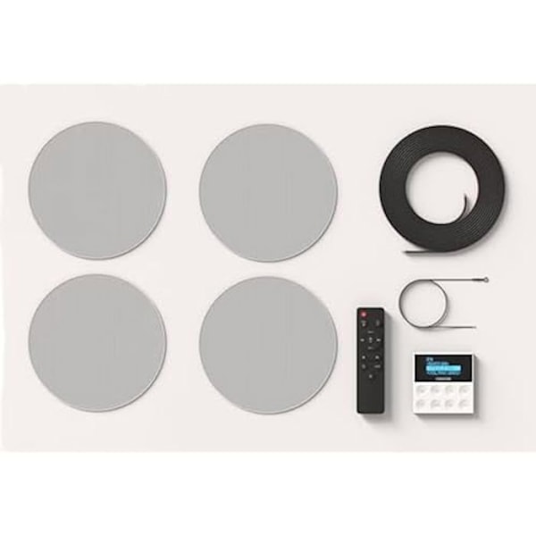 FONESTAR KS-WALL 4 Højttalere - Bluetooth USB FM AUX - Sort - Forstærker - 25 Watt - 4 Højttalere