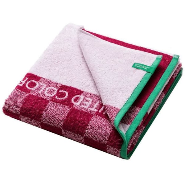 Rantaläppä BENETTON - Vaaleanpunaiset Neliöt Lapset - 70 x 140 cm - 100% Puuvilla - Lapsi Rosa