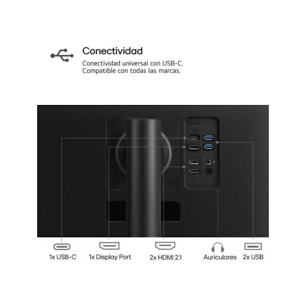 LG 34WP75CP-B Skærm - Sort - 34 tommer - IPS - 2560 x 1440 - 5 ms - HDMI, DisplayPort - AMD FreeSync