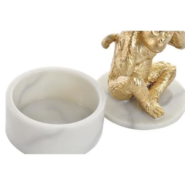 Dekorativ figur - dkd boligindretning - Tropiske aber - 10,5 x 10,5 x 18,5 cm - Harpiks - 3 stk. Guld, vit