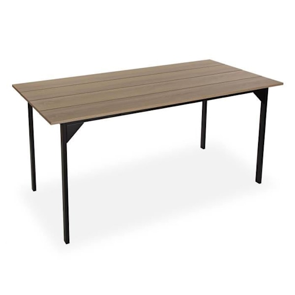 Tabel Køkken eller Spisestue - Versa - Collins - 80x75x164,5cm - Spisebord i træ og metal - Brun og sort