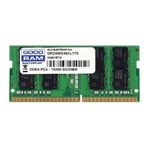 Goodram GR2400S464L17S-4G, 4 GB, 1 x 4 GB, DDR4, 2400 MHz, 260-bens SO-DIMM, Grøn