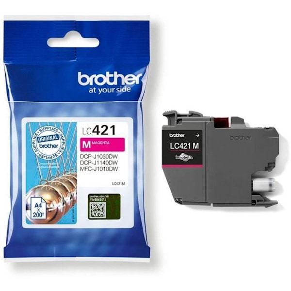 LC421M blækpatron - BROTHER - Magenta Standardkapacitet 200 sider - Til DCP -J1050DW, MFC -J1010DW og DCP -J1140DW