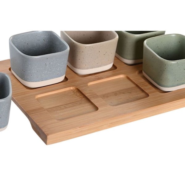 Sæt porcelæn service bambus skandinavisk DKD Home Decor Flerfärgad