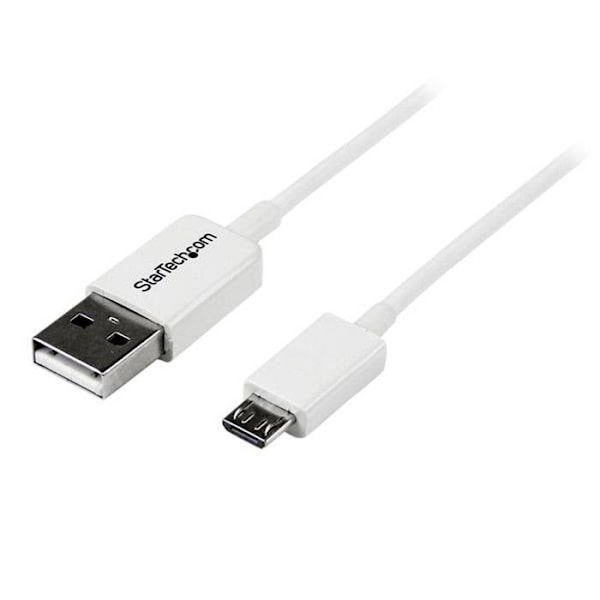 Mikro-USB-kaapeli - A - Micro B - 2 m - Valkoinen - STARTECH.COM