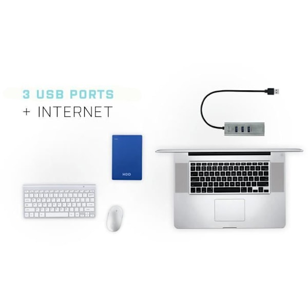 i-tec - USB-C 3-port USB-HUB i metall med Gigabit Ethernet