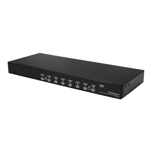 STARTECH Telineeseen asennettava USB KVM -kytkinsarja - 8-portti, jossa on ruutunäyttö ja kaapeleita musta