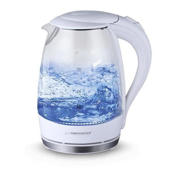 Vattenkokare - ESPERANZA - SALTO ANGEL - 1,7 L - 2200 W - Vitt glas Vit