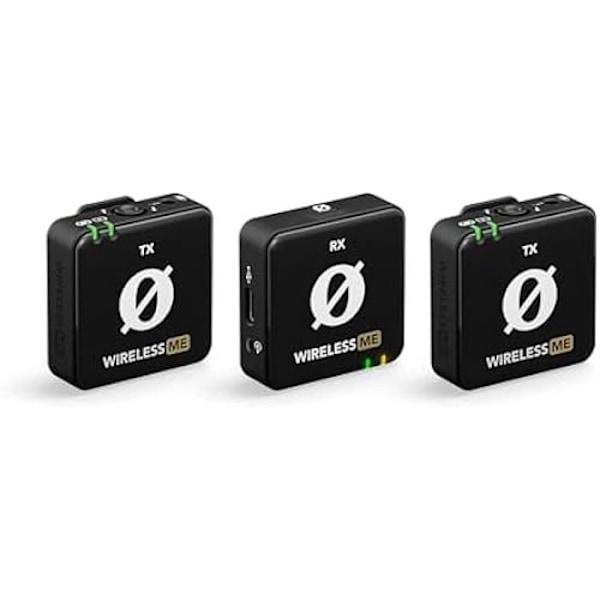RØDE Wireless ME Dual Set: Kompakti langaton mikrofonijärjestelmä GainAssist-tekniikalla, sisäänrakennetut mikrofonit ja kantama Svart