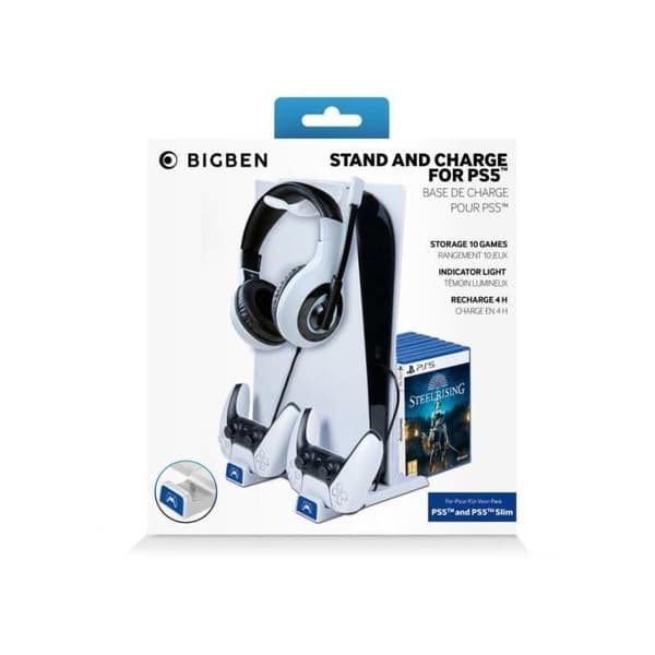 Stand & Charge Ps5 Yhteensopiva Ps5 Slim-Accessory-PS5 Vit
