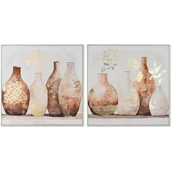 Seinäkoristemaalaus - HOME ESPRIT - 2 kpl setti - Polystyreeni - Beige - Skandinaaviseen tyyliin mångfärgad