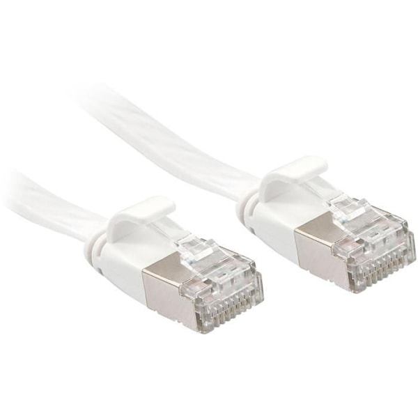 Lindy RJ-45 (M) patch ledning til RJ-45 (M) 2 m U - FTP (Shielded Twisted Pair) CAT 6a støbt, uden krog, flad hvid