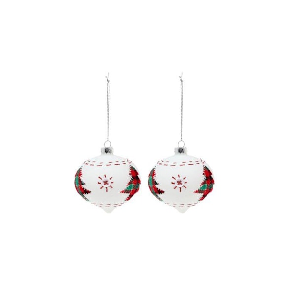 Julkulor - BigBuy Jul - 2003 - Vitt Glas - 8 cm - 2 st Vit