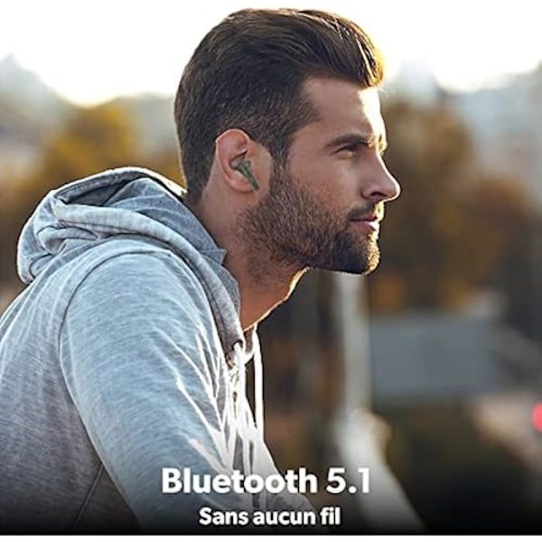 Bluetooth-hörlurar - T'NB - Shiny 2 - Batteritid 20 timmar - Integrerad mikrofon - Kompakt design Grön