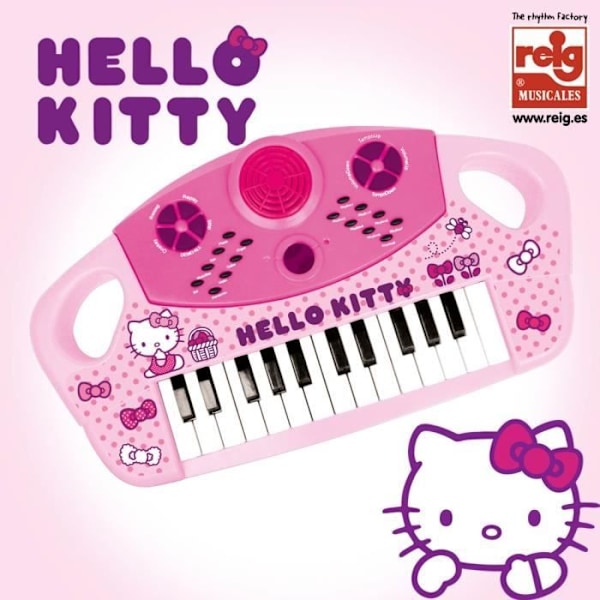Elektronisk orgel med 25 tangenter - Hello Kitty - Musikleksak för tjejer från 3 år och uppåt Rosa, vit och svart