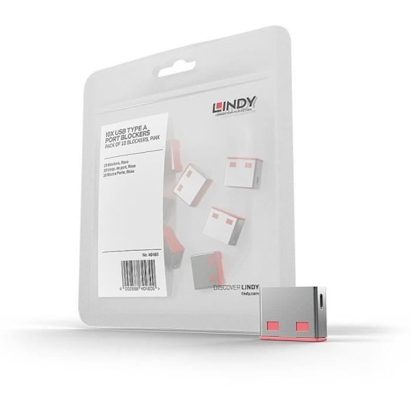 LINDY USB Port Blockers - 10 stk - Rød