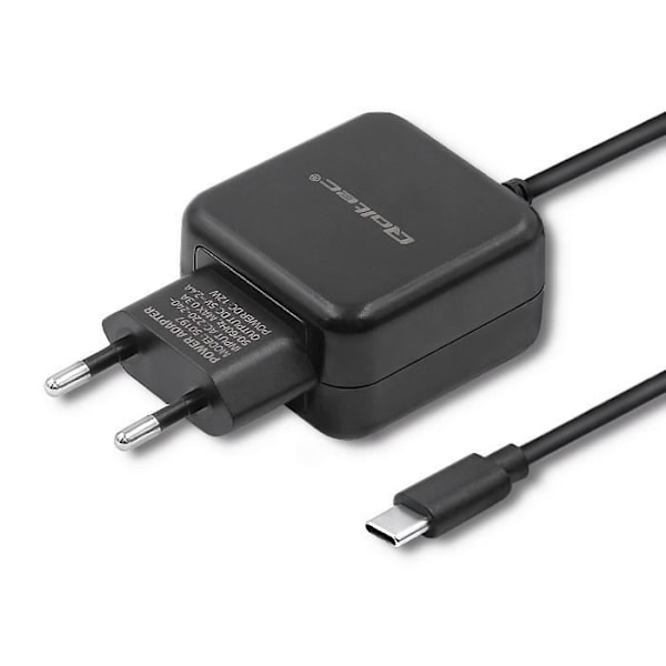 Lader - QOLTEC - 50197 - 12 W - 5 V - USB TYPE C - Sort Sort