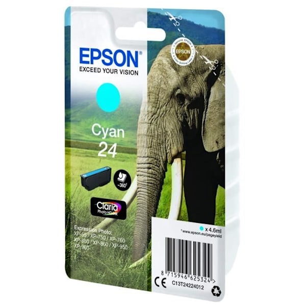 EPSON T2422 Cyan Ink Cartridge - Elephant (C13T24224012)
