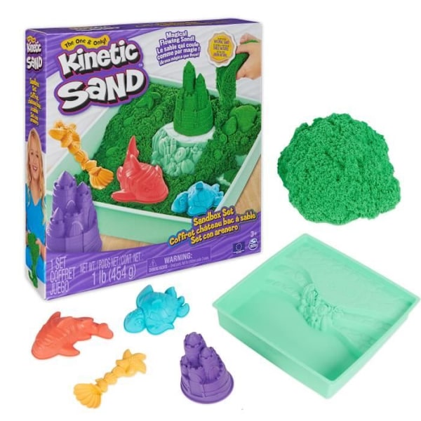 Kinetic Sand - Castle Sandbox Box 454G - Luonnonhiekka kiinteisiin ja värikkäisiin luomuksiin Flerfärgad