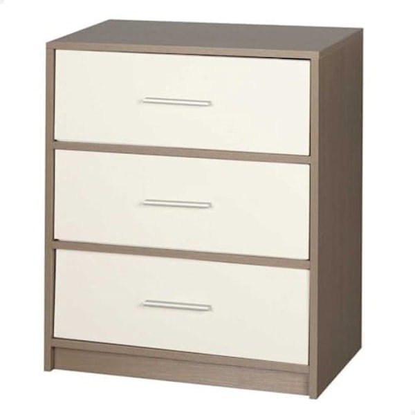 Sengebord - AKTIVE - Multifunktionel - 3 skuffer - Moderne design - Grå MDF Grå Vit