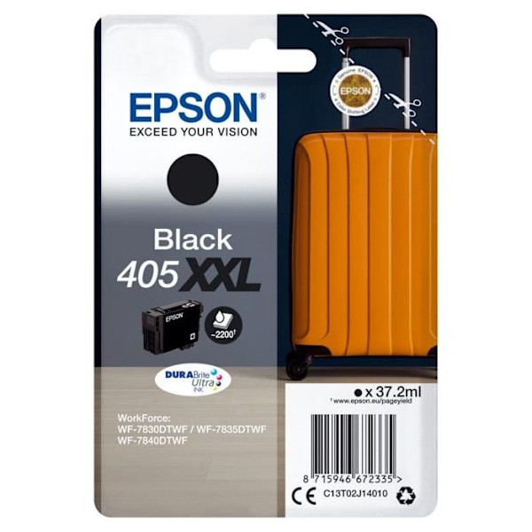 EPSON 405XXL DURABrite Ultra sort blækpatron - Pakke med 1