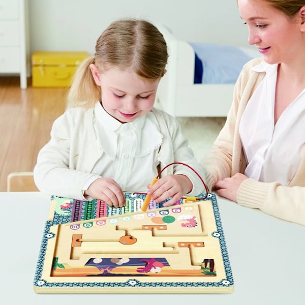 Labyrint af Dinosauræg - TOP BRIGHT - Magnetisk Pen - Sortering - Farver - Tal Beige