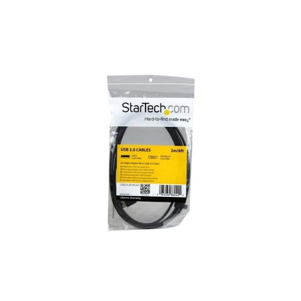 USB A - Micro B -kaapeli suorakulmaliitännöillä - STARTECH.COM - 2 m - Musta