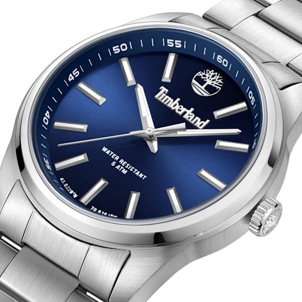 TIMBERLAND Analog kvartsklocka för män med armband i rostfritt stål - 5 ATM vattentät - TDWGG0010805 Silver