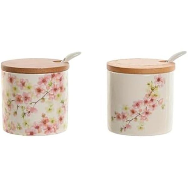Sokerikulho - HOME ESPRIT - Monivärinen - Dolomiitti - Bambu - 7,5 x 7,5 x 7,5 cm (2 kpl) Flerfärgad