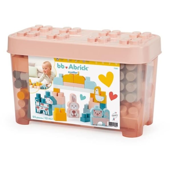 Barrel of bricks - Building game - ECOIFFIER - Farm - 55 pieces - +12 months Flerfärgad