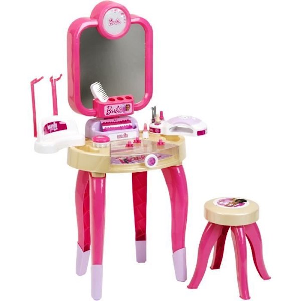 Skønhedslege - KLEIN - Barbie skønhedscenter "Happy Vibes" - Færdig med mange tilbehør og lys. Ros, vit, lila, guld