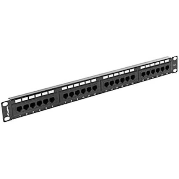 Patch panel - LANBERG - 24 Porte - Kategori 6 - 1U - Sort Sort