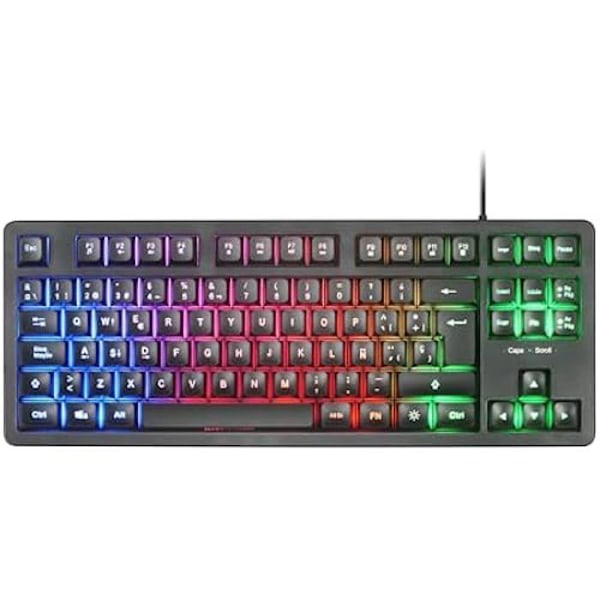 Mars Gaming MK023, TKL Gaming Keyboard, H-Mech Hybrid Technology, FRGB Rainbow Lighting, Anti-ghosting, Kompatibilitet Svart