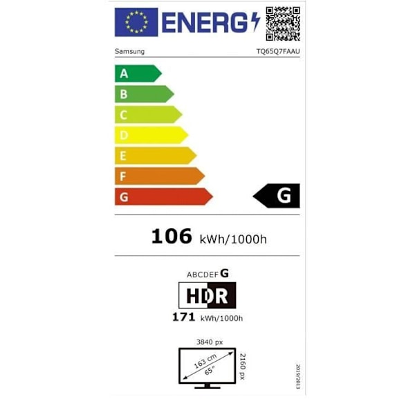Samsung TQ65Q7F - TV QLED 65" (165 cm) - 4K UHD 3840x2160 - HDR10+ - Smart TV - Gaming Hub - 3xHDMI - WiFi