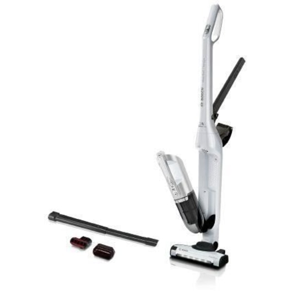 BOSCH BBH3ALL28 Trådløs 2-i-1 og Flexxo multifunktionsstøvsuger - 2 hastigheder - 28 V - 55 minutters autonomi - Metallisk hvid Sort, Hvid