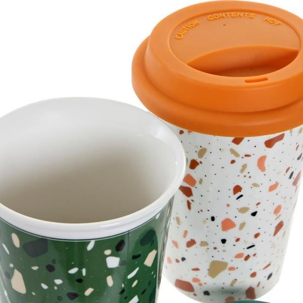 Tasse mug DKD Home Decor Terrazo Silikone Porcelæn (400 ml) (4 stk)