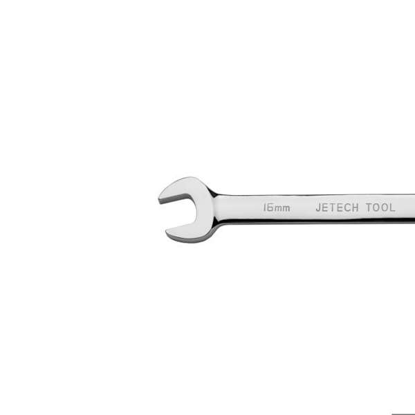 Kombinationsnyckel med ratchetfunktion - Jetech - 16mm - Cr-V stål - Polerad kromfinish - 12 punkter