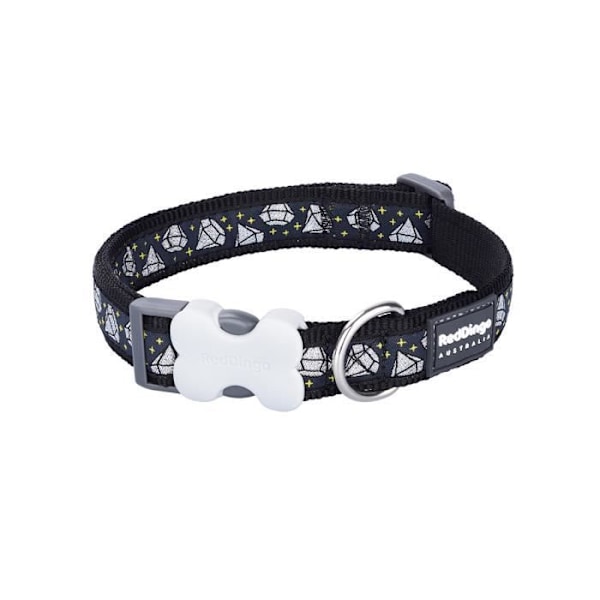 Rød Dingo justerbar hundehalsbånd - sort diamant - 15 mm x 24/36 cm