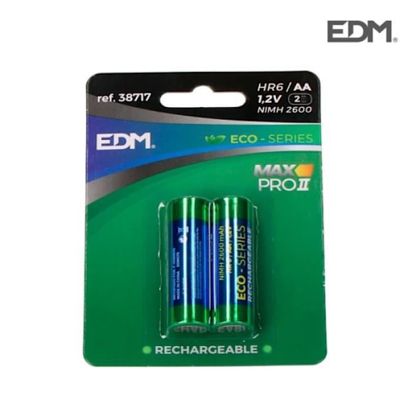 Genopladeligt batteri r-6 aa 2600 mah (blisterpakning med 2 batterier)