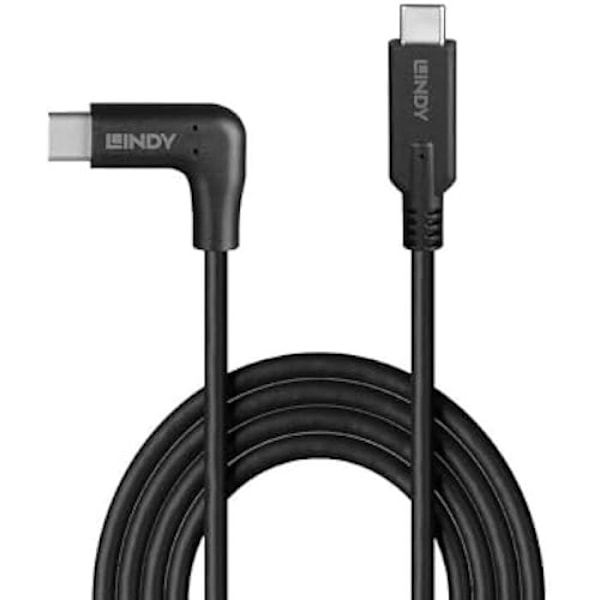USB-kabel - LINDY - USB-C til USB-C - 0,5 m - 10 Gbit/s - 90° vinklet stik