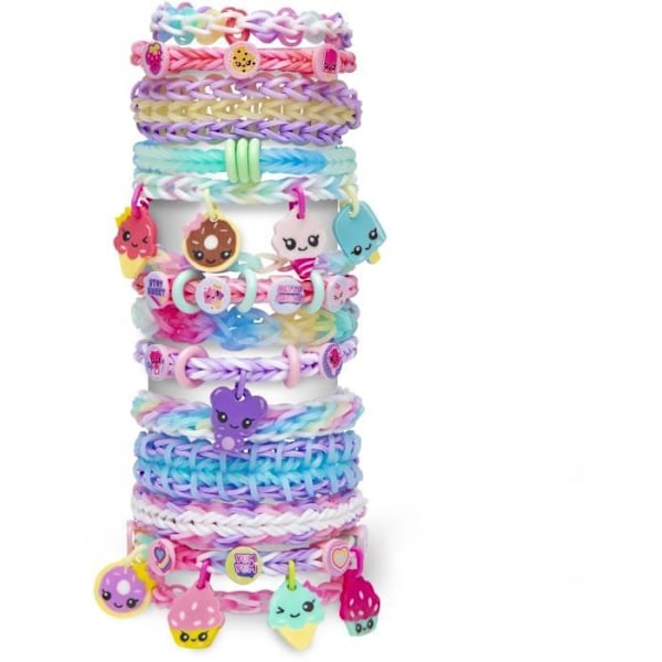 Coffret för automatisk tillverkning av elastiska armband - BANDAI - Rainbow Loom Butik - Innehåller 4000 elastiska, Beadmojis…