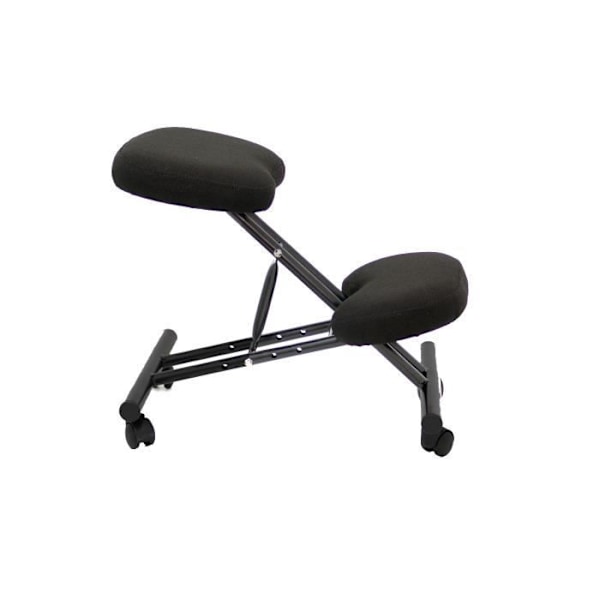 Ergonomisk fast kontorstol, justerbar til forskellige positioner og på hjul. polstret sæde i sort BALI stof (MED