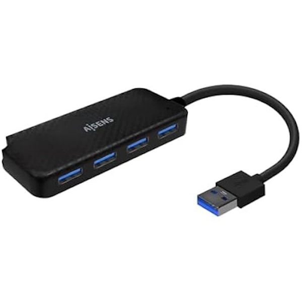 AISENS - A106-0713 - USB 3.0 Hub, Type A/M-4XType A/H, Sort, 15 cm