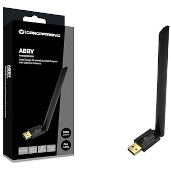 CONCEPTRONIC ABBY17B pitkän kantaman Bluetooth 5.3 USB-sovitin - ulkoinen antenni musta