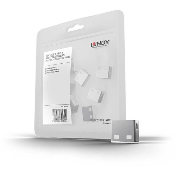 LINDY USB Port Blockers - 10 kpl - Valkoinen